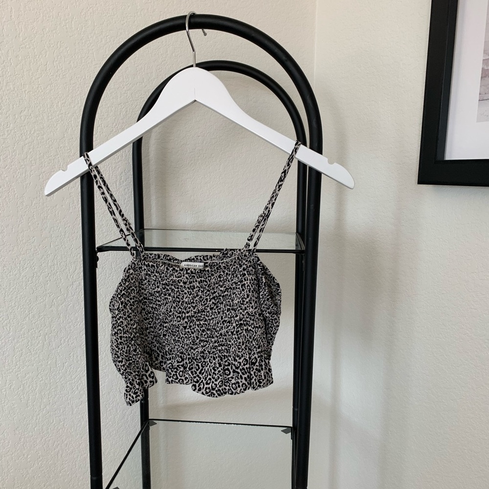 American Eagle Cropped Leopard Print Tank Top